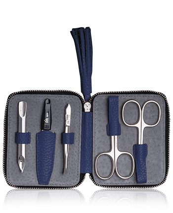 Erbe Solingen Maniküre-Etui aus Leder mit Reißverschluss und Anhänger in Marineblau (5-teilig)
