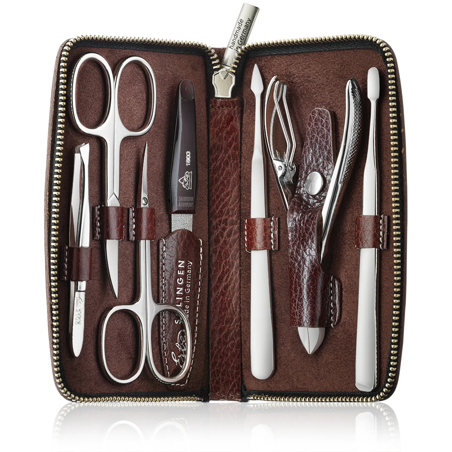 Erbe Solingen Maniküre-Etui Houston aus echtem Leder mit Reißverschluss (7-teilig)