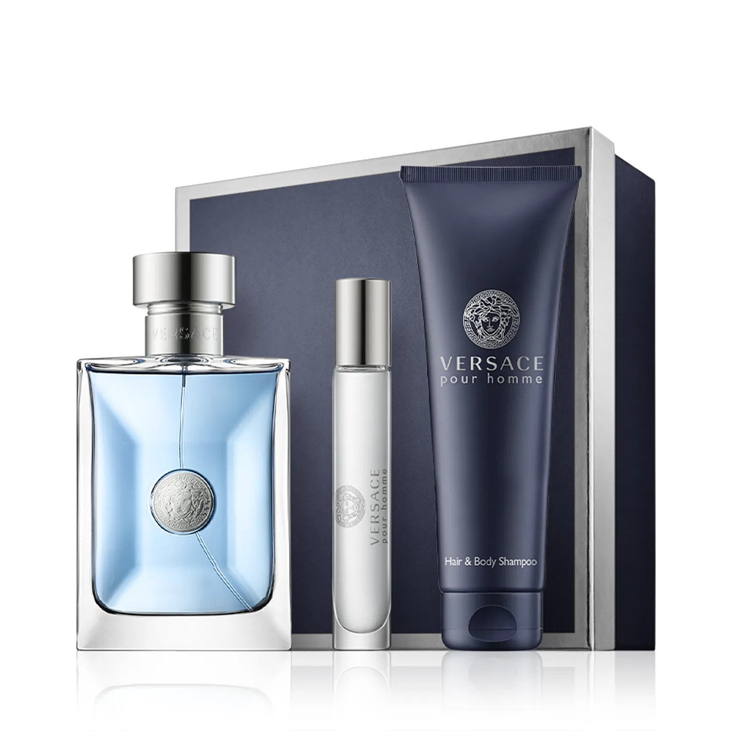 Versace pour Homme 100 ml EdT Set mit Travel Spray
