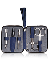 Erbe Solingen Maniküre-Etui aus Leder mit Reißverschluss und Anhänger in Marineblau Manicureset 5-teilig