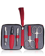 Erbe Solingen Maniküre-Etui aus Leder mit Reißverschluss und Anhänger in Rot Manicureset 5-teilig