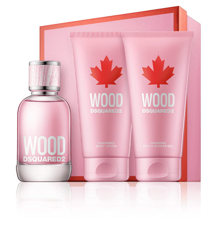 Dsquared² Wood pour Femme 50 ml EdT Set mit Body Lotion & Shower Gel