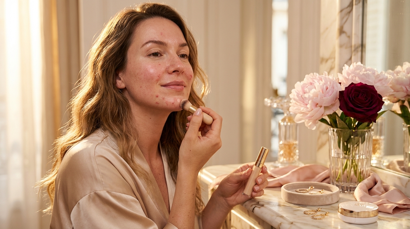 Hoe camoufleer ik puistjes en roodheid zonder dat het cakey oogt?