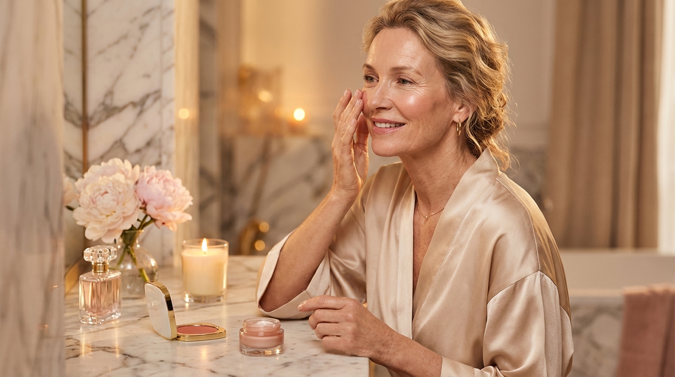 Hoe maak ik een natuurlijke make-uplook voor een rijpe huid?