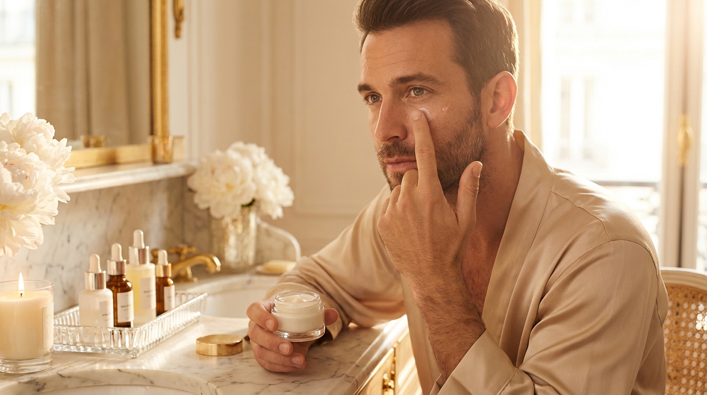 Welke oogverzorging is zinvol voor mannen die de eerste tekenen van vermoeidheid en fijne lijntjes opmerken?