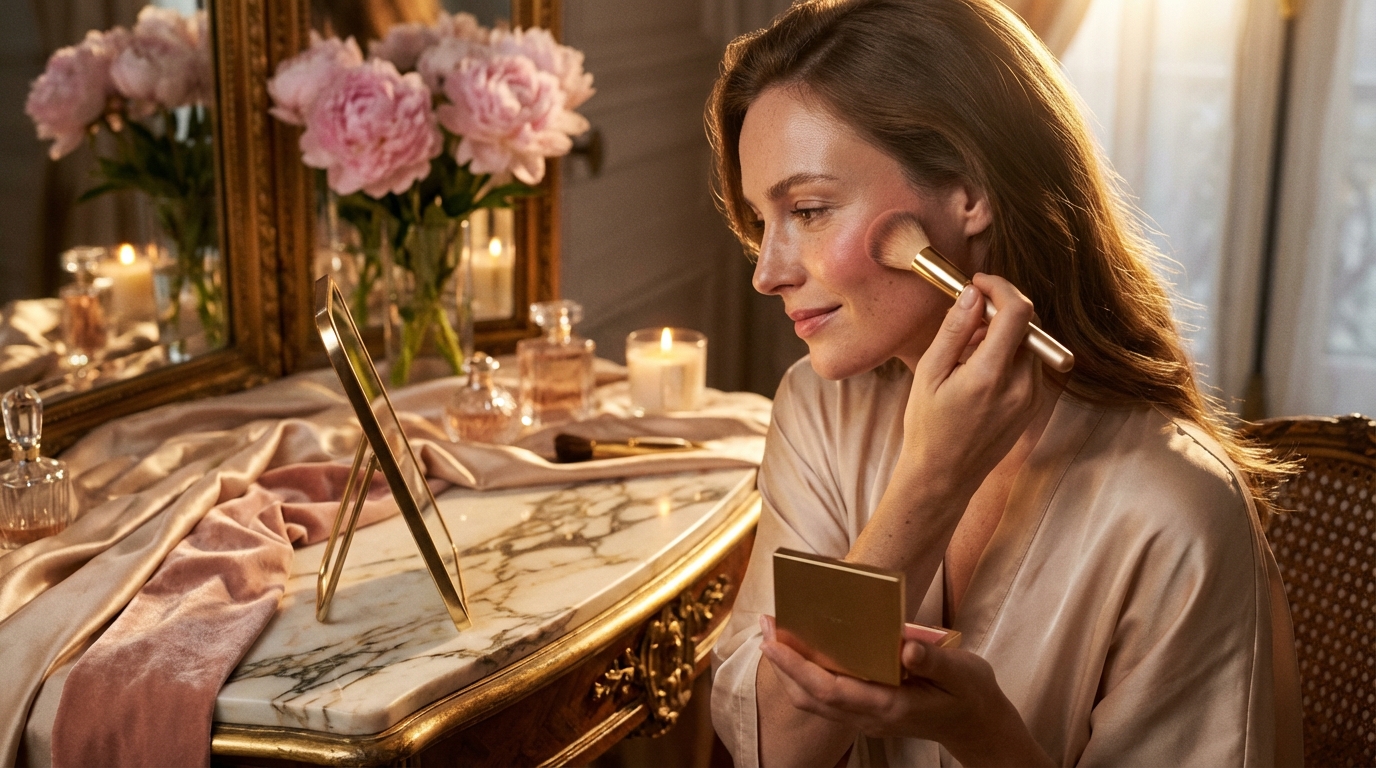 Wo trage ich Rouge richtig auf, damit es frisch und nicht fleckig wirkt?