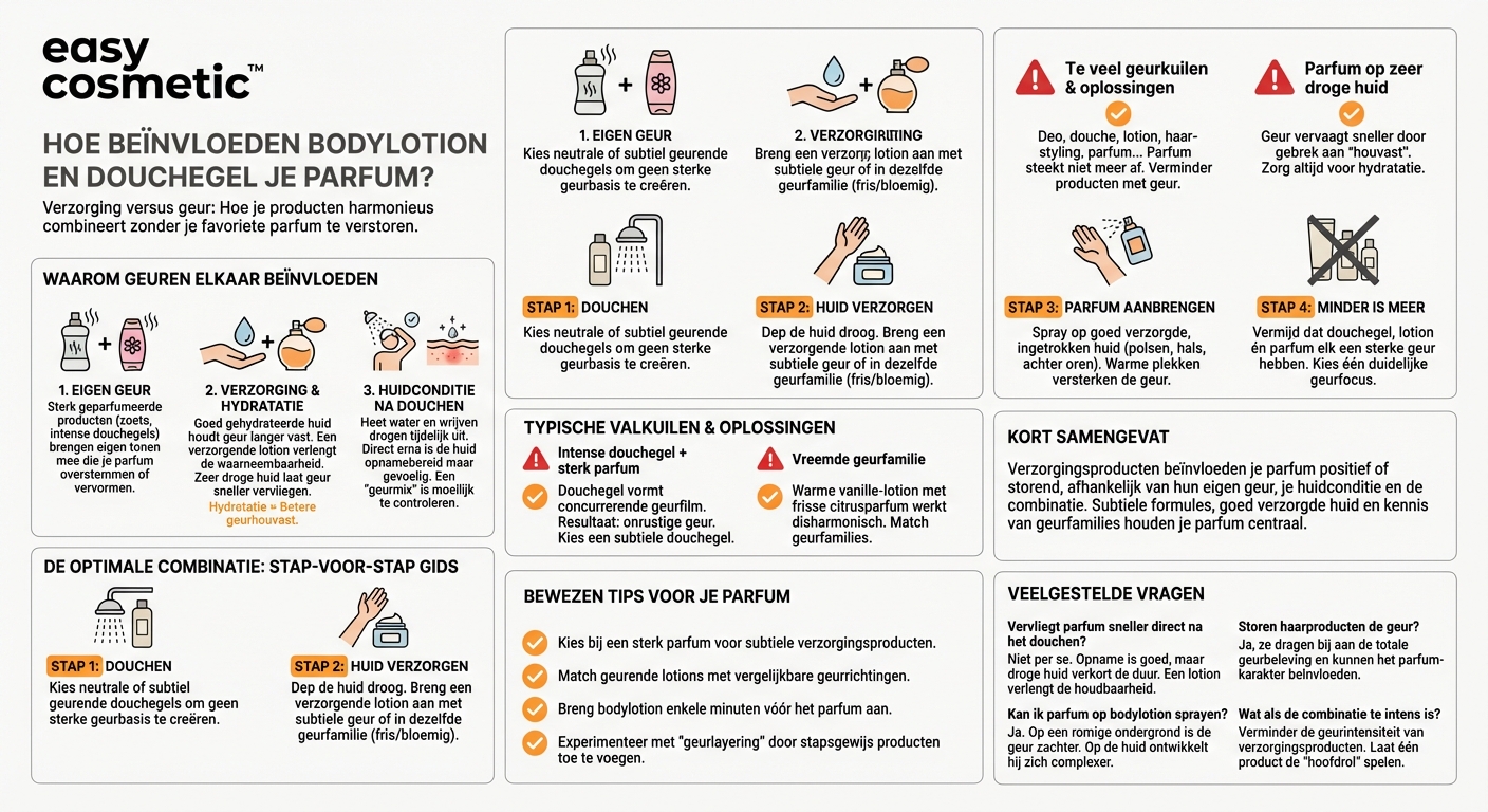 Beïnvloeden bodylotion of douchegel de geur van mijn parfum?