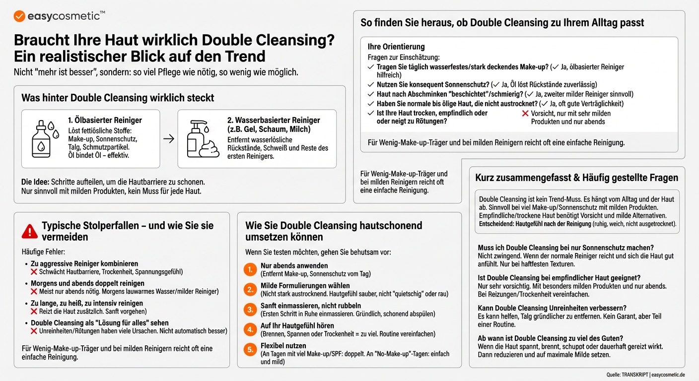 Brauche ich einen Double-Cleansing (Ölreiniger + Gelreiniger)?