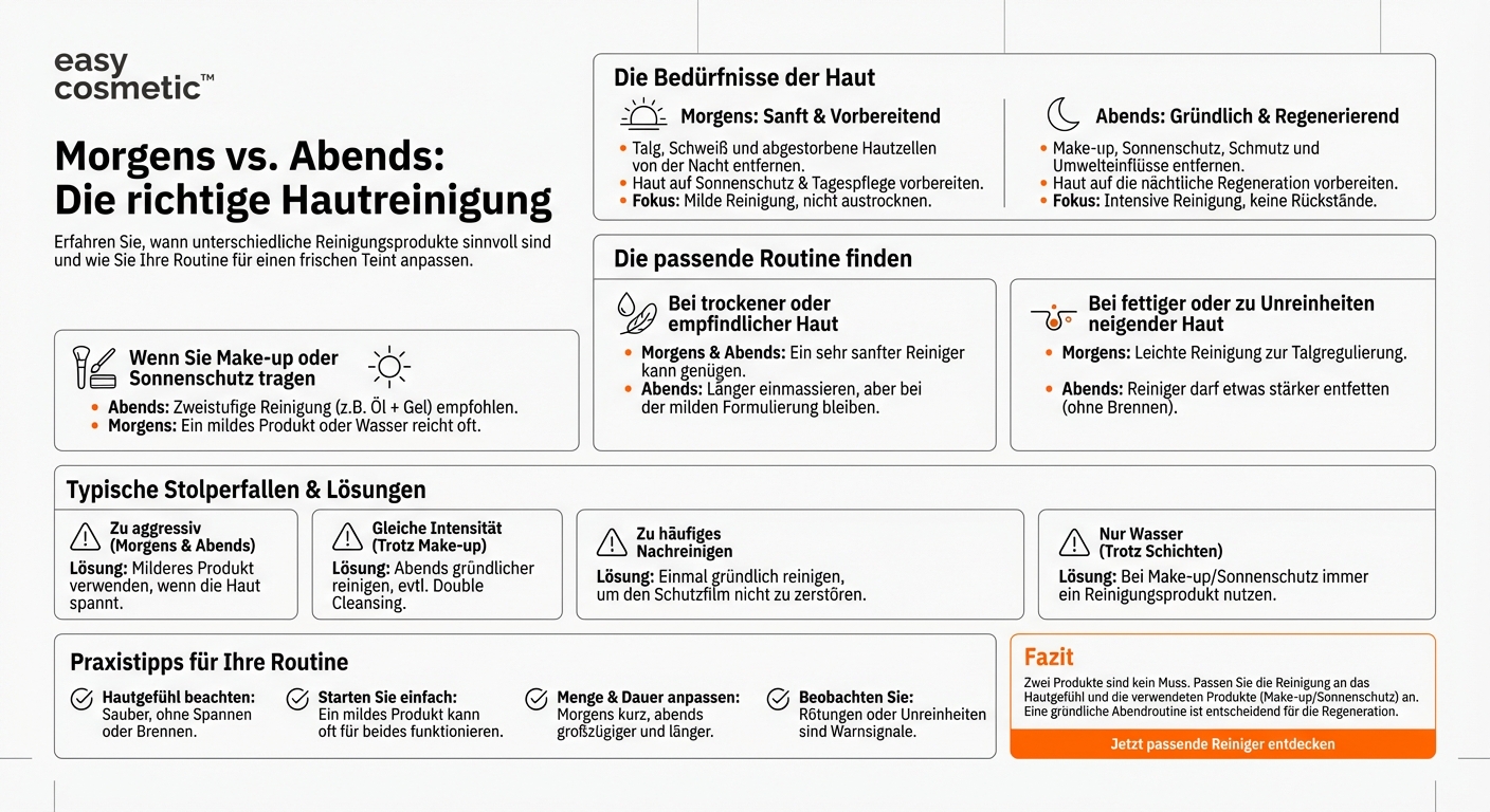 Brauche ich morgens und abends unterschiedliche Reinigungsprodukte?