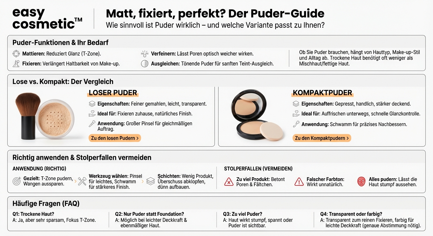 Brauche ich unbedingt Puder, und welches ist besser – lose oder kompakt?