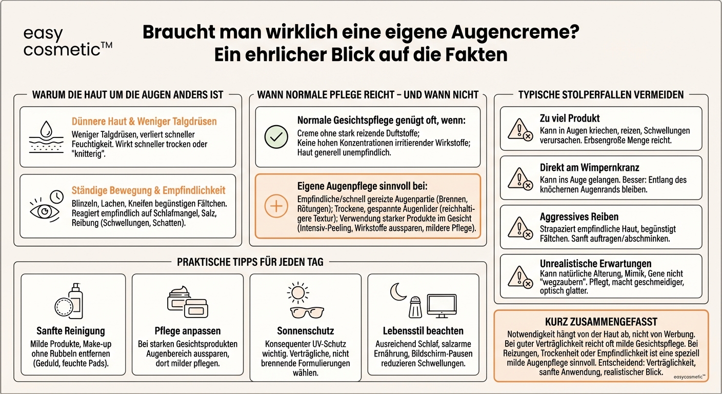 Braucht man eine spezielle Augencreme oder reicht die normale Gesichtspflege?