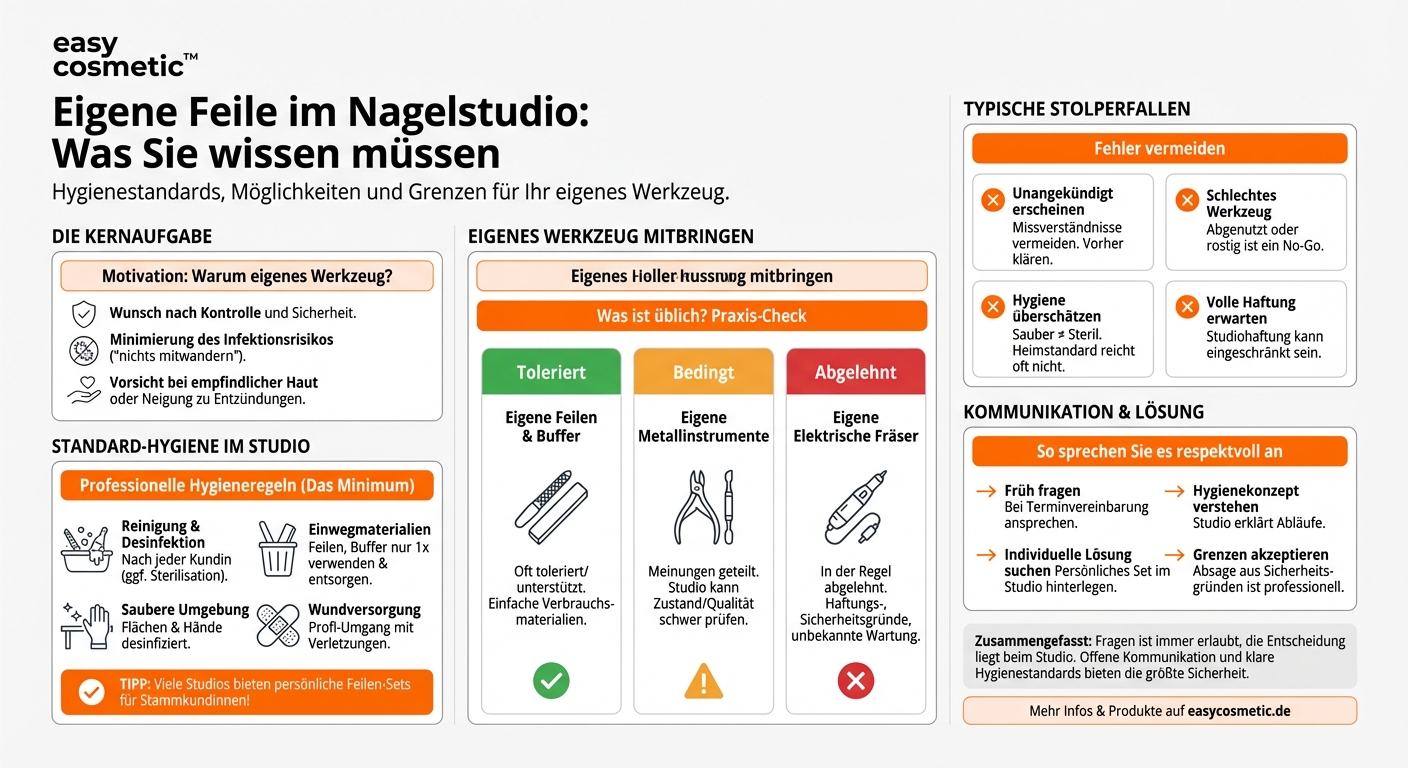 Darf ich eigenes Werkzeug aus hygienischen Gründen ins Nagelstudio mitbringen und verwenden lassen?