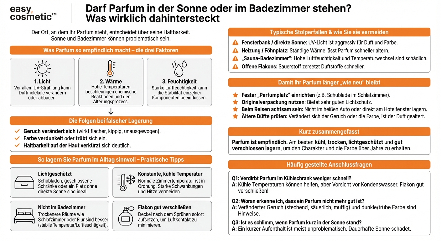 Darf man Parfum in der Sonne oder im Badezimmer stehen lassen?