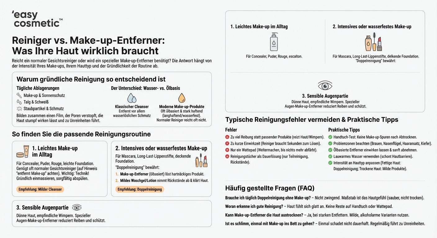 Entfernt ein normaler Gesichtsreiniger auch Make-up vollständig oder brauche ich einen Extra-Make-up-Entferner?