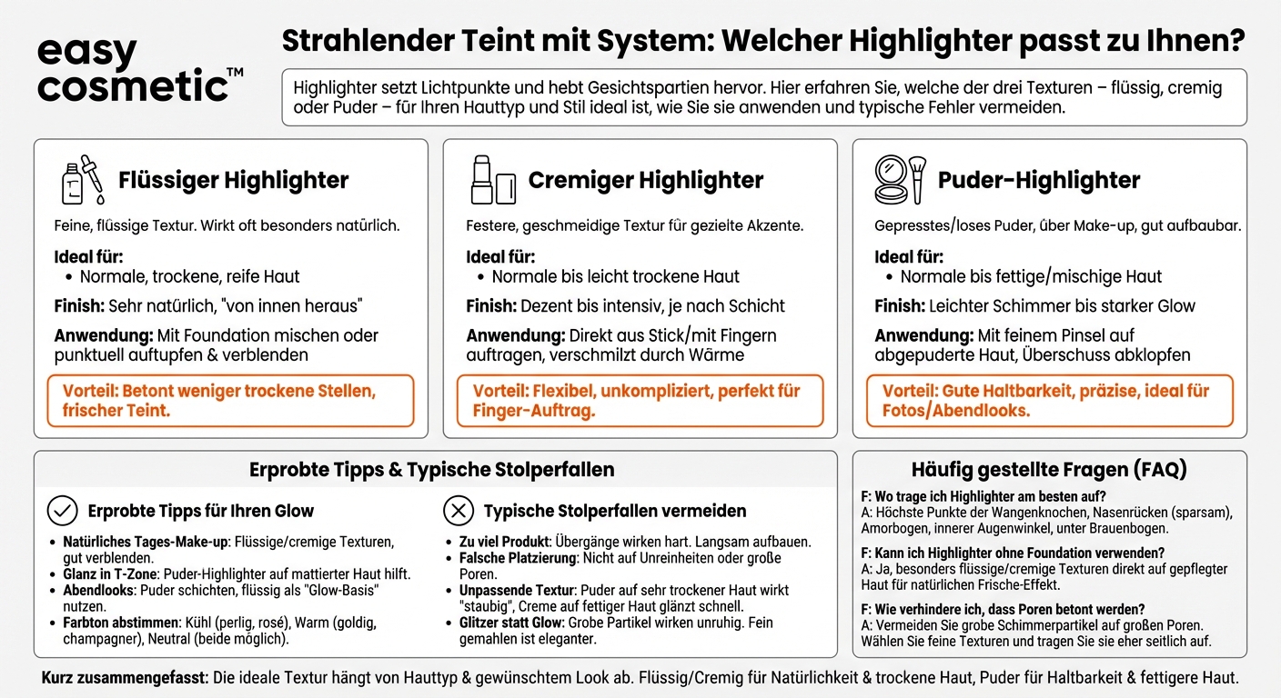 Flüssiger, cremiger oder Puder-Highlighter – was ist besser?