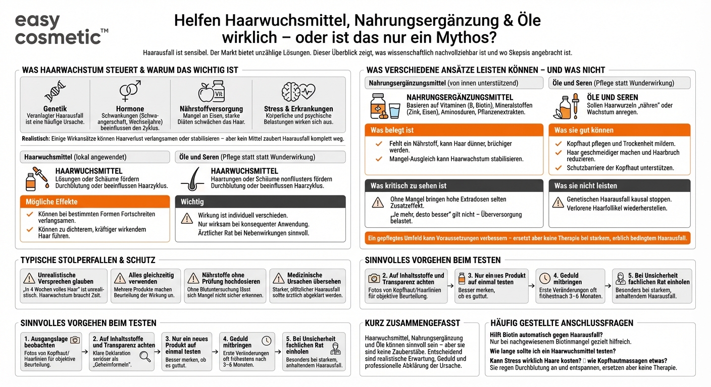 Funktionieren Haarwuchsmittel, Nahrungsergänzung oder Öle wirklich?