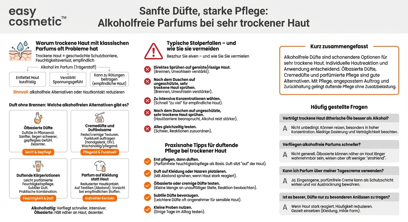 Gibt es gute alkoholfreie Parfums oder Düfte für sehr trockene Haut?
