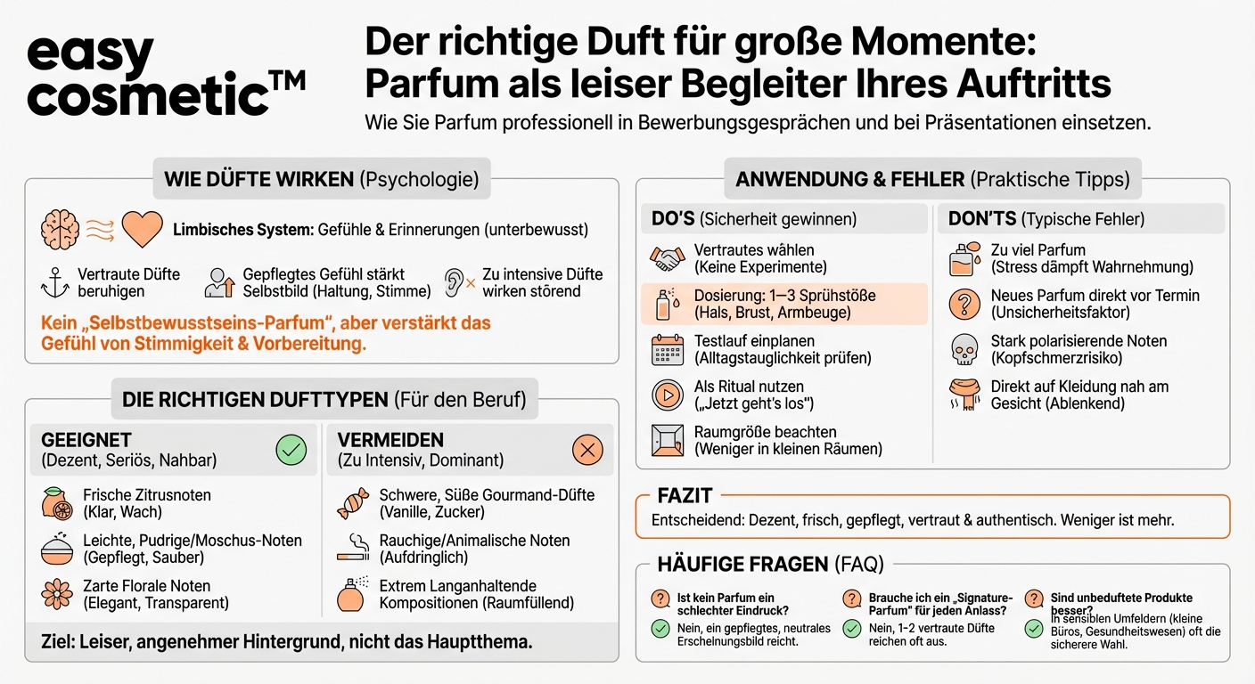 Gibt es Parfums, die speziell für besondere Momente wie ein Bewerbungsgespräch oder wichtige Präsentationen empfohlen werden, um mehr Selbstbewusstsein auszustrahlen?