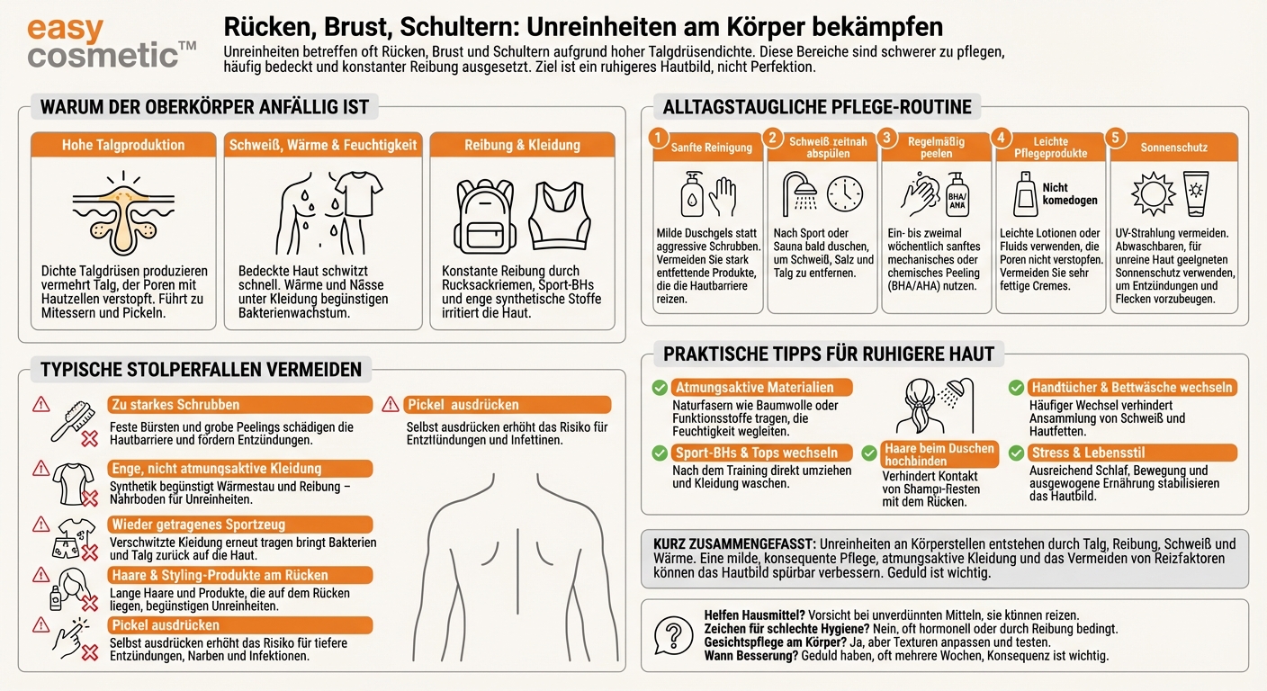 Gibt es spezielle Pflegetipps für Unreinheiten auf Rücken, Brust oder Schultern?