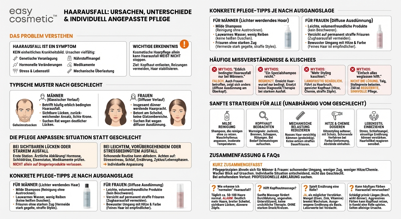 Gibt es Unterschiede in der Pflege bei Haarausfall für Männer und Frauen?