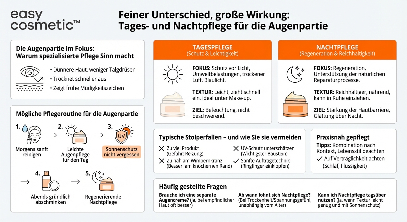 Gibt es Unterschiede zwischen Tages- und Nachtpflege für die Augenpartie?