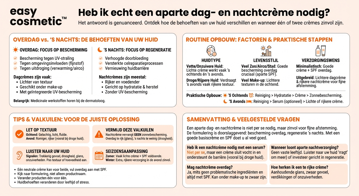 Heb ik een aparte dag- en nachtcrème nodig?