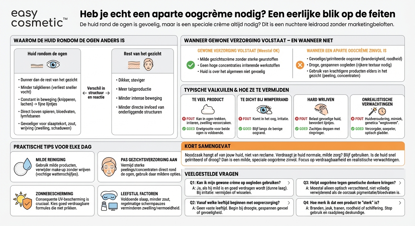 Heb je een speciale oogcrème nodig of is gewone gezichtsverzorging genoeg?