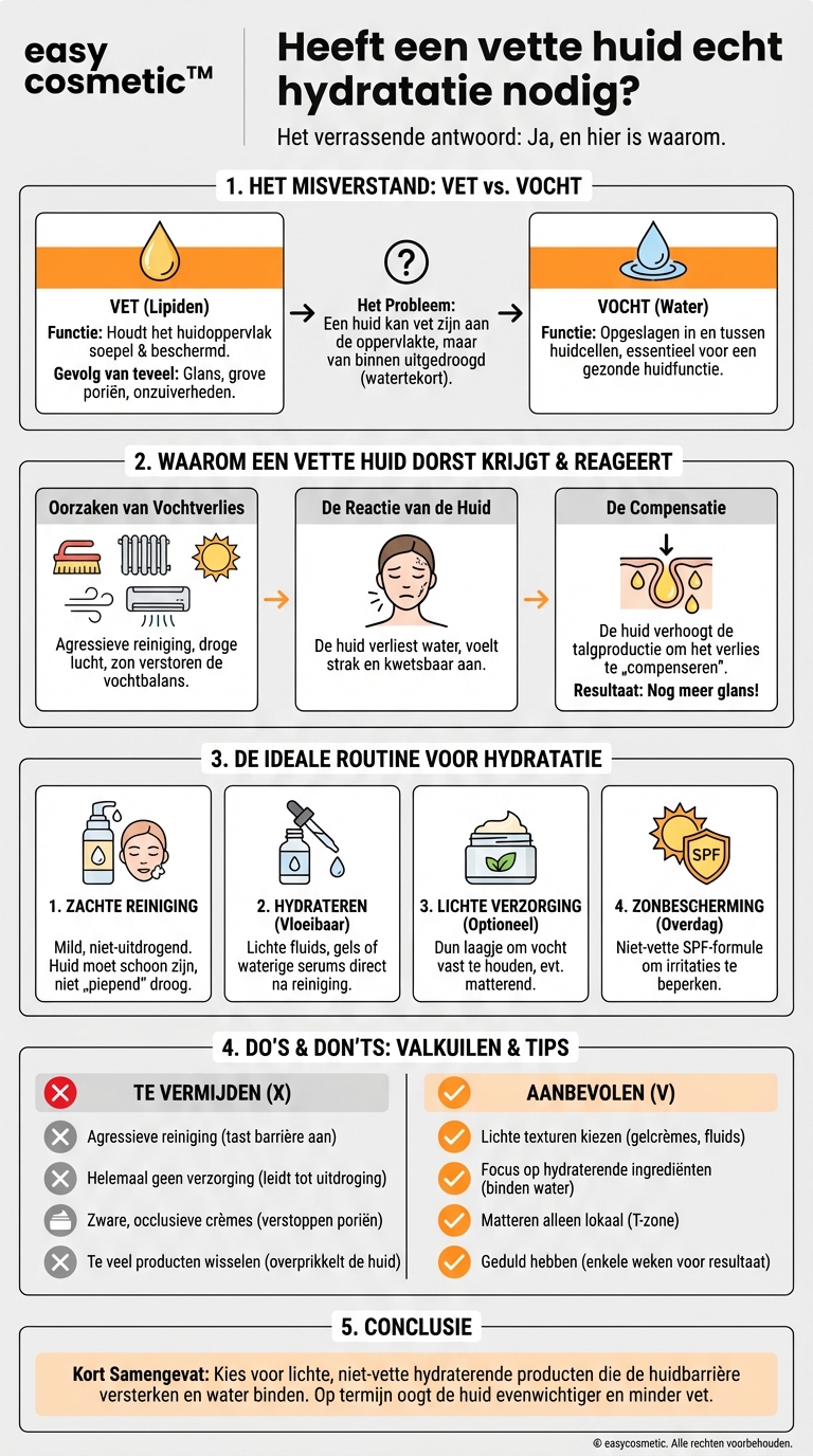 Heeft een vette huid überhaupt extra hydraterende verzorging nodig?