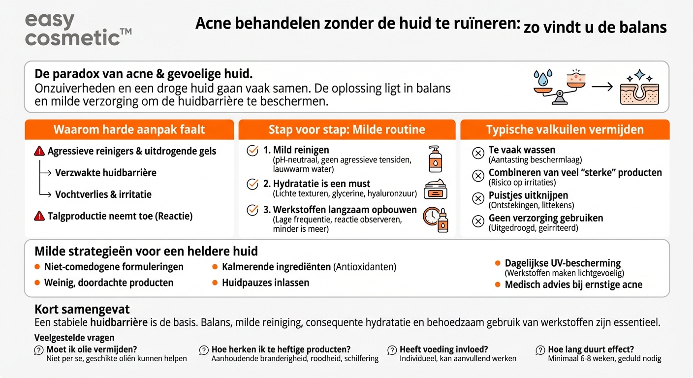 Hoe behandel ik acne zonder mijn huid te veel uit te drogen?
