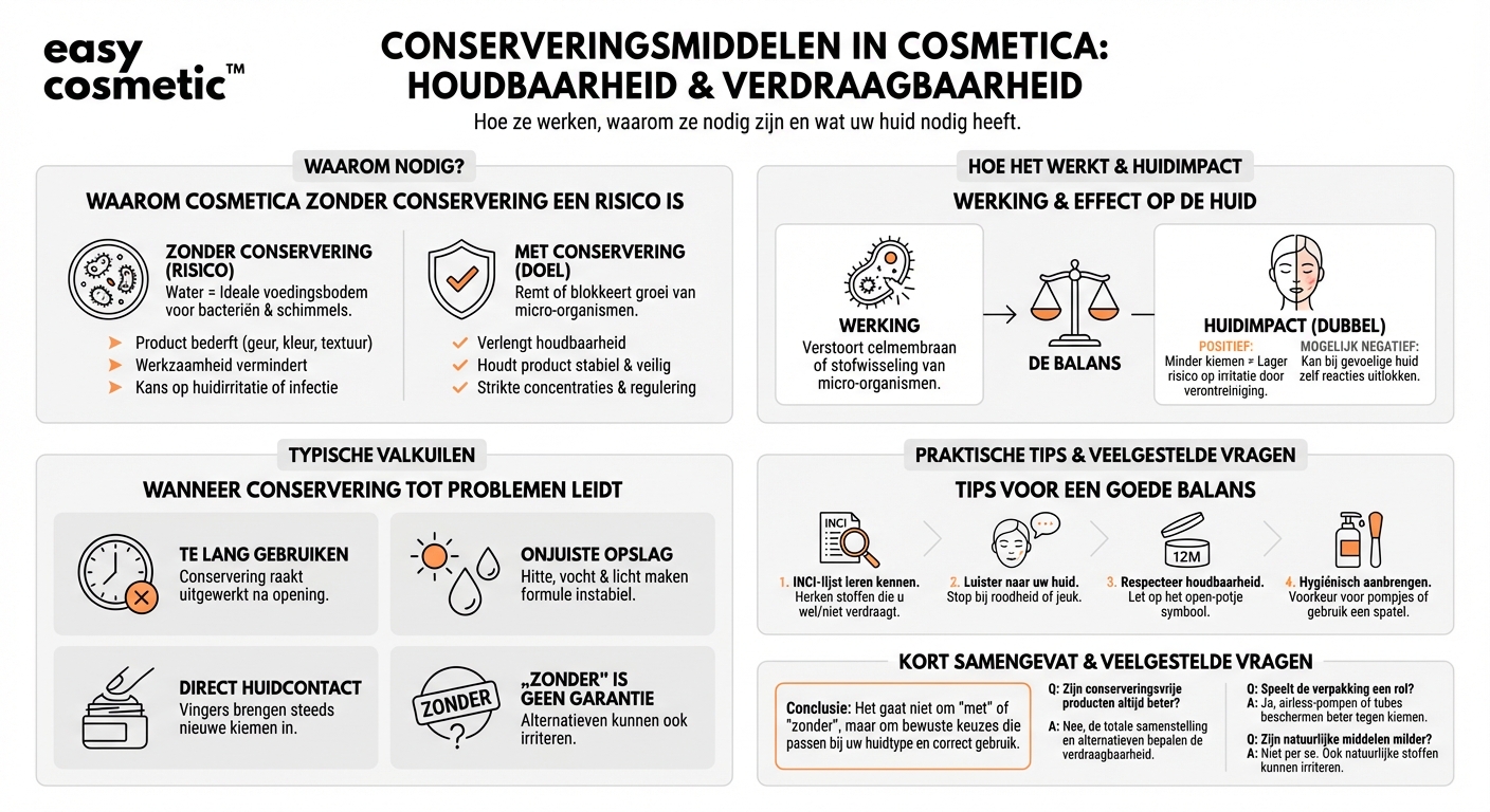 Hoe beïnvloeden conserveermiddelen in cosmetica de houdbaarheid en verdraagzaamheid van een product?