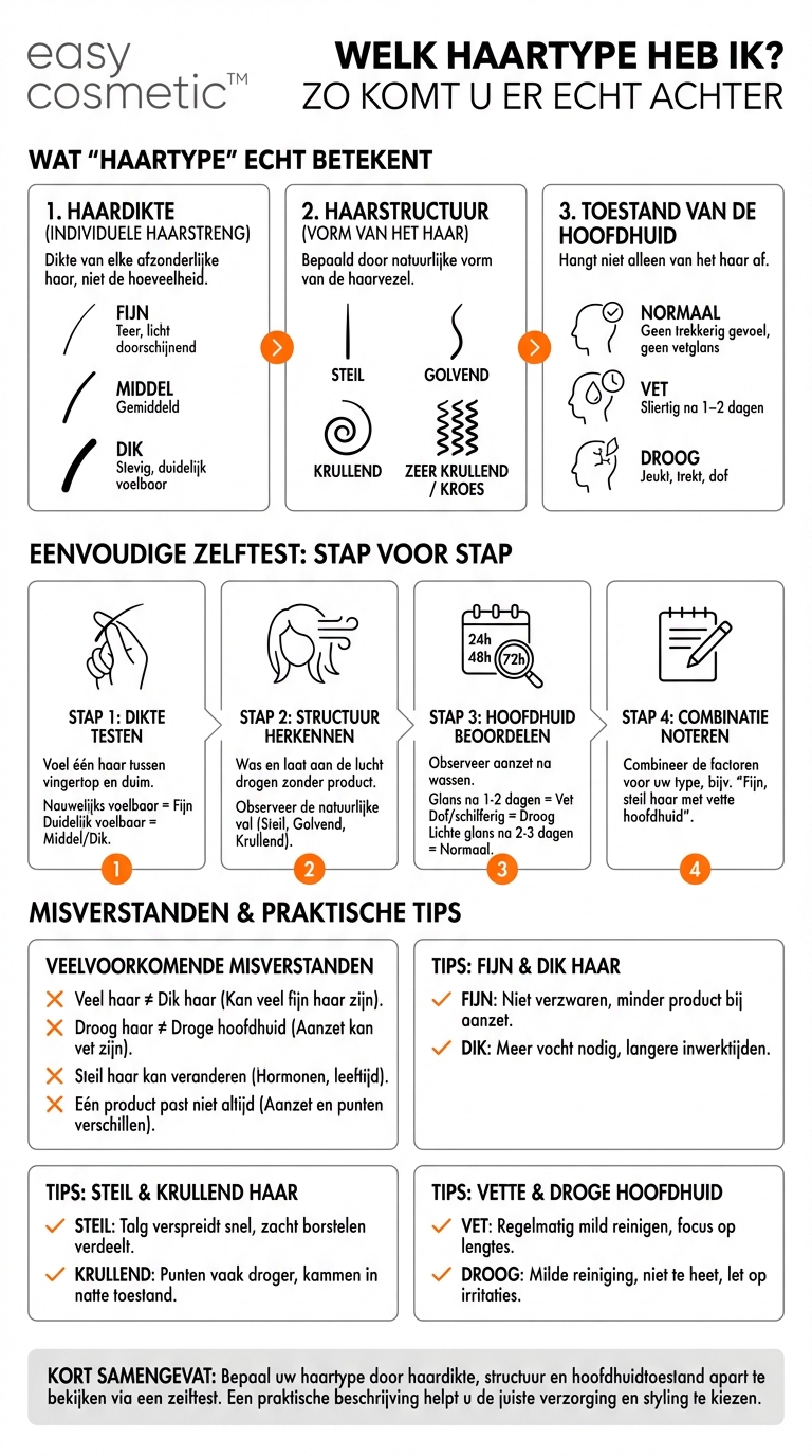 Hoe bepaal ik mijn haartype (fijn, dik, steil, krullend, vet, droog)?