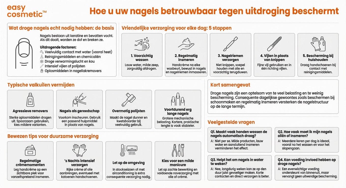 Hoe bescherm ik mijn nagels tegen uitdroging?