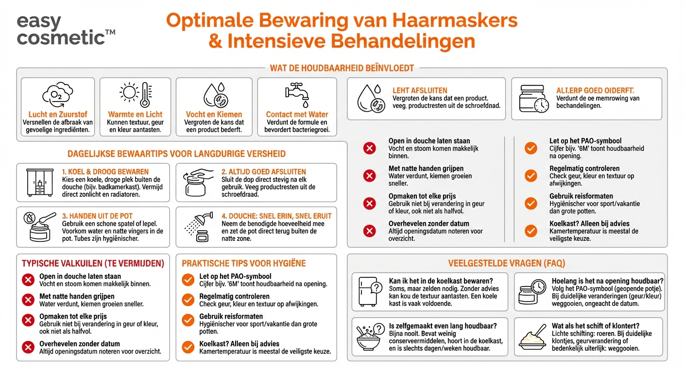 Hoe bewaar ik haarmaskers en -kuren op de juiste manier zodat ze lang houdbaar blijven?