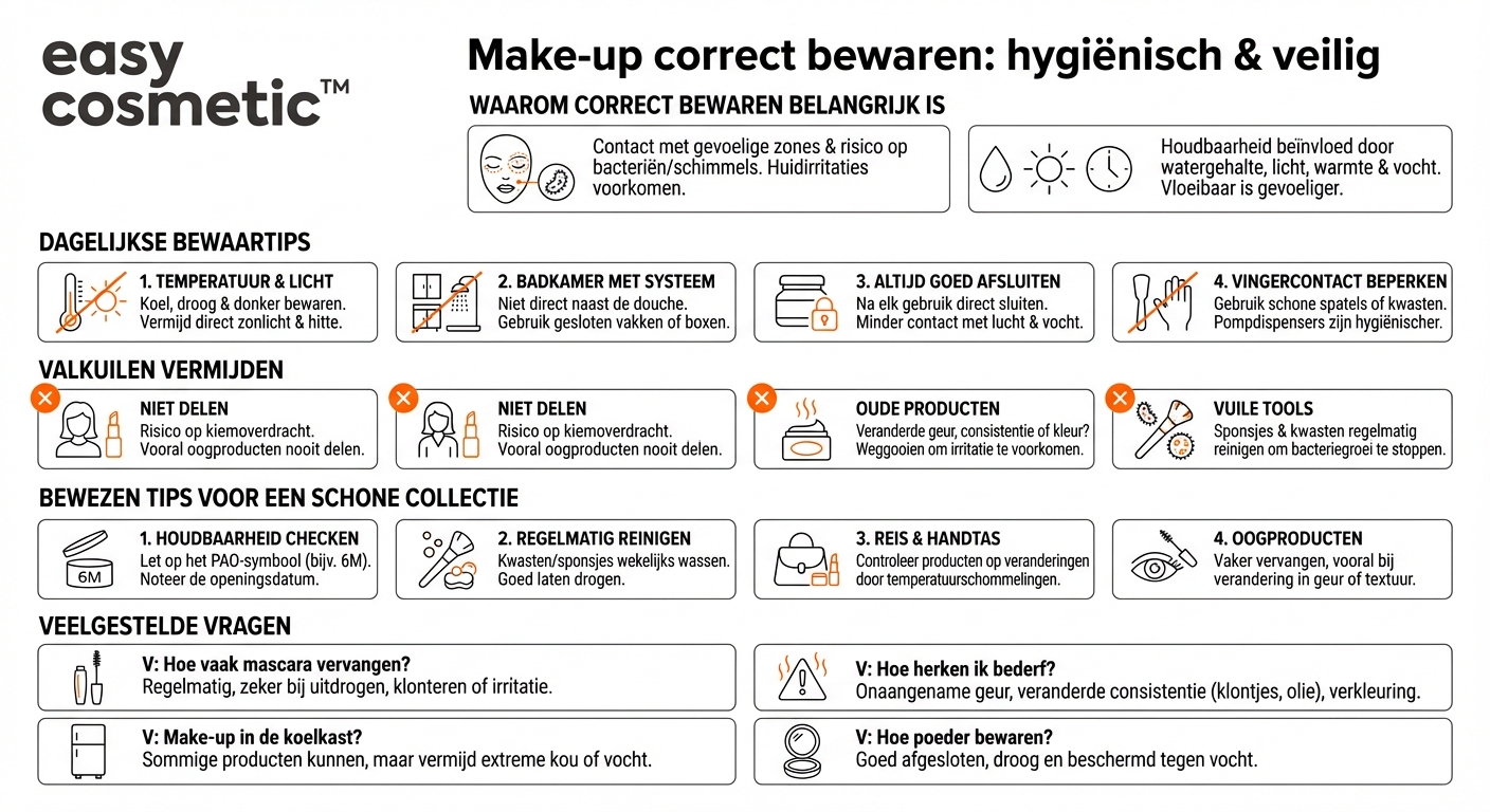 Hoe bewaar ik make-up hygiënisch en veilig?