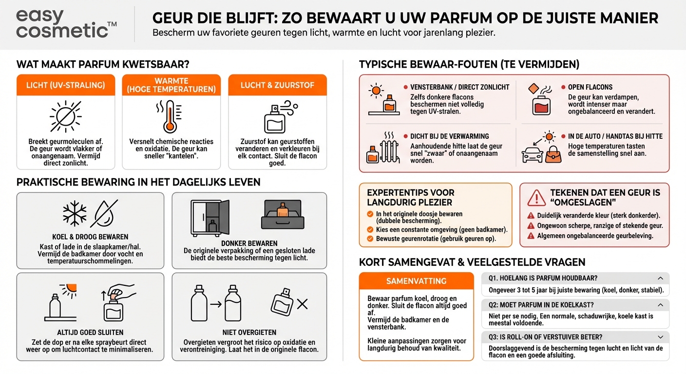 Hoe bewaar ik parfum op de juiste manier zodat het niet bederft?