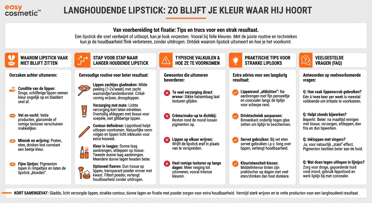 Hoe blijft lipstick langer zitten zonder uit te lopen?