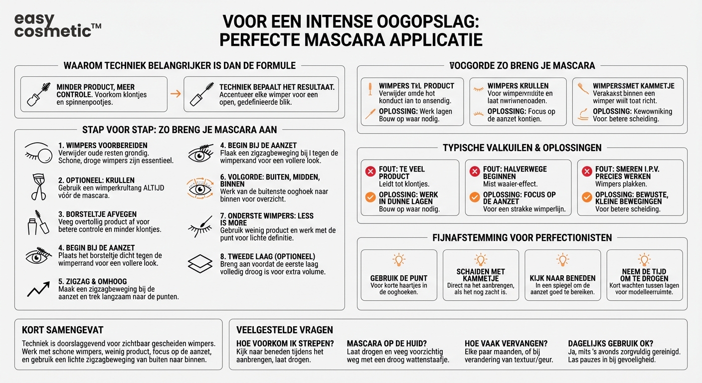 Hoe breng ik mascara goed aan zodat elke afzonderlijke wimper geaccentueerd wordt?