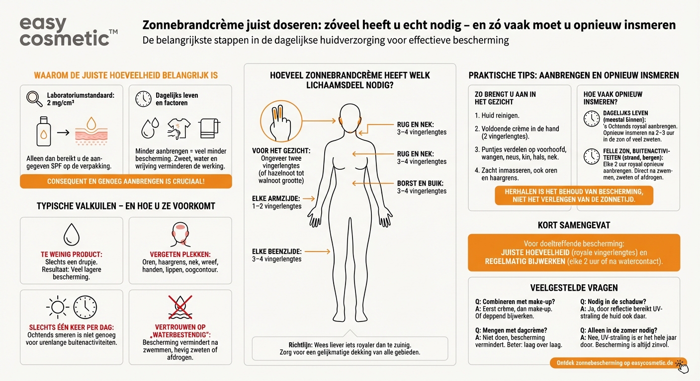 Hoe breng ik voldoende zonnebrand aan en hoe vaak moet ik opnieuw insmeren?