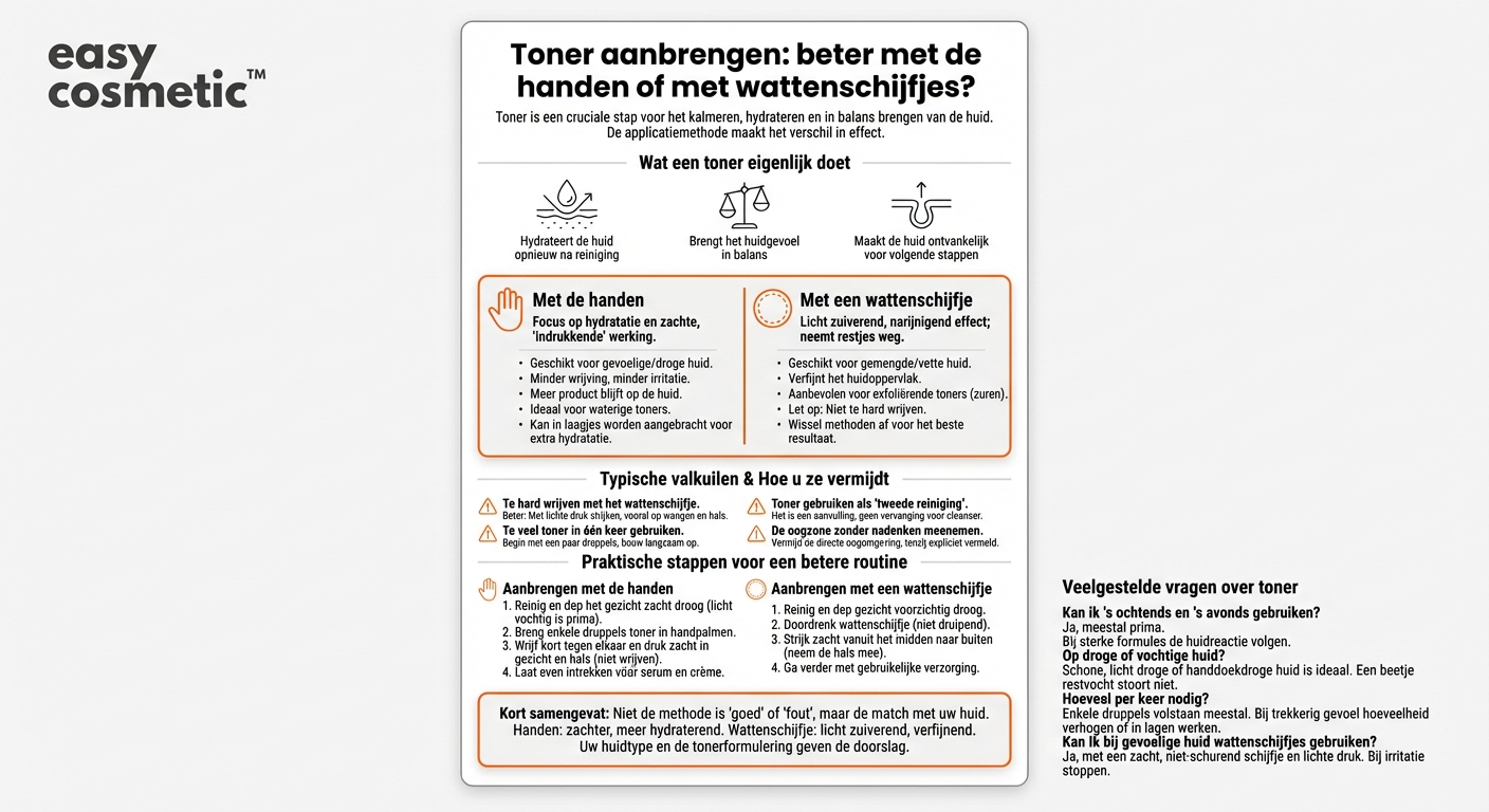 Hoe breng je toner het beste aan: met de handen of met een wattenschijfje?