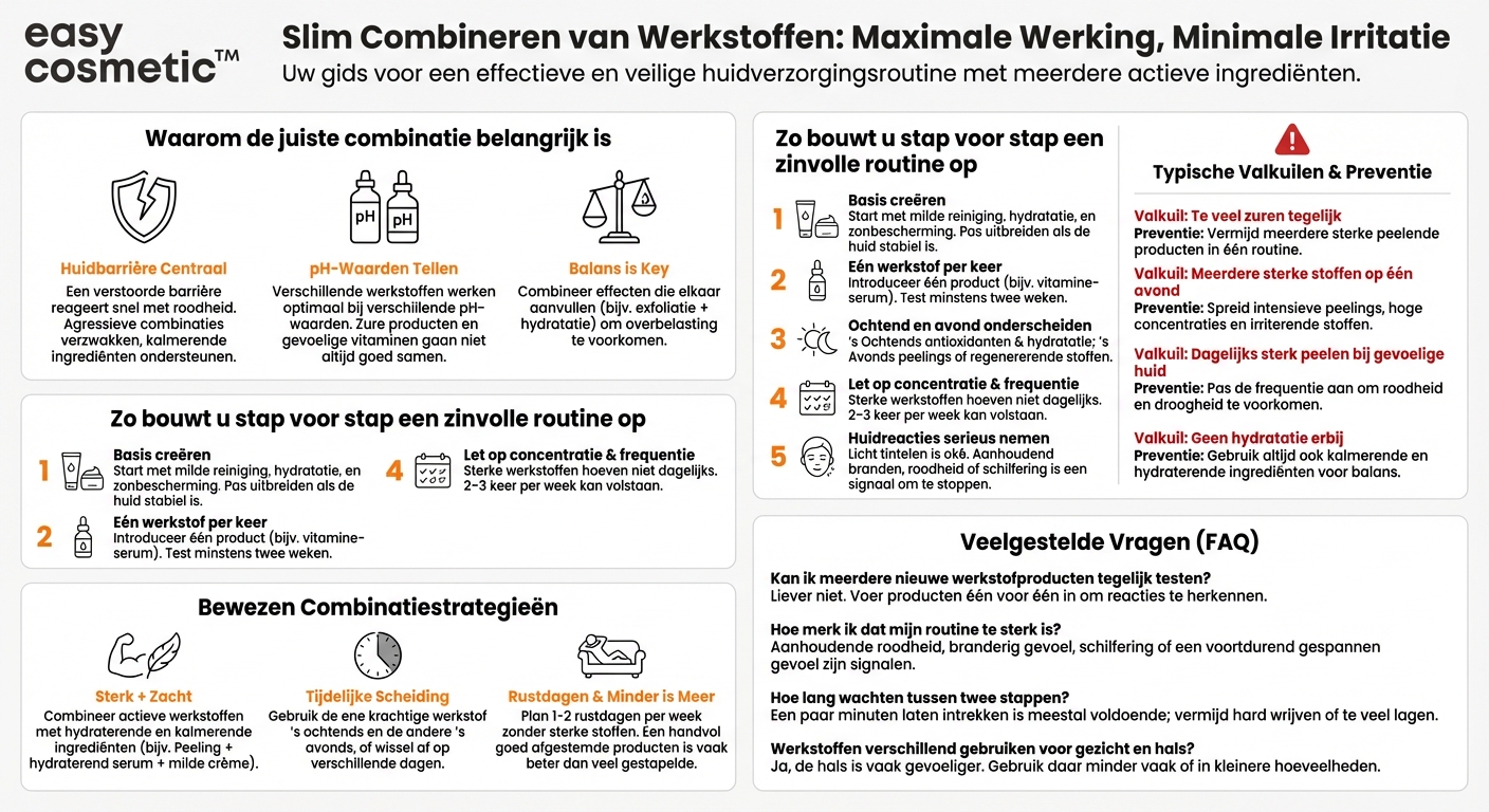 Hoe combineer ik verschillende werkzame stoffen zonder mijn huid te irriteren?
