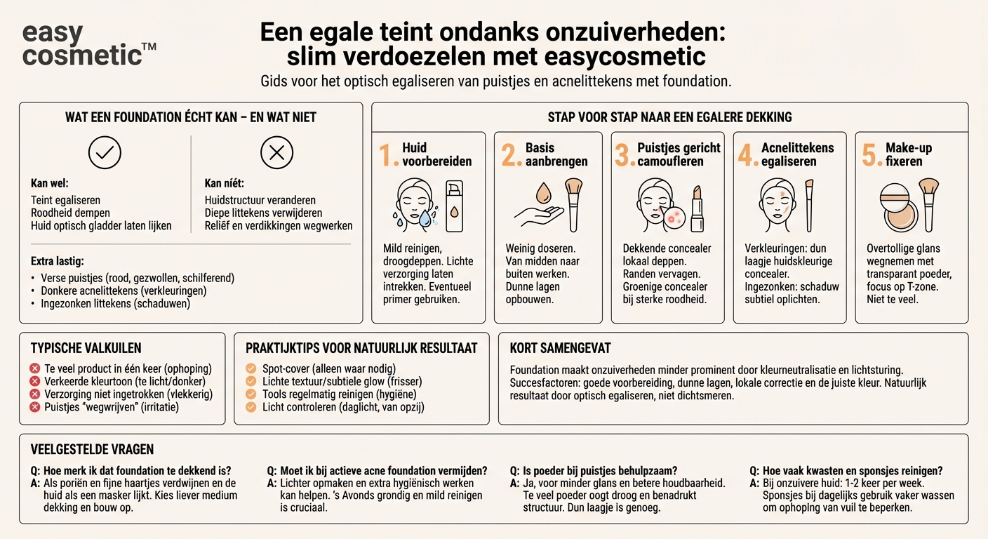 Hoe dek ik puistjes en acnelittekens optimaal af met foundation?