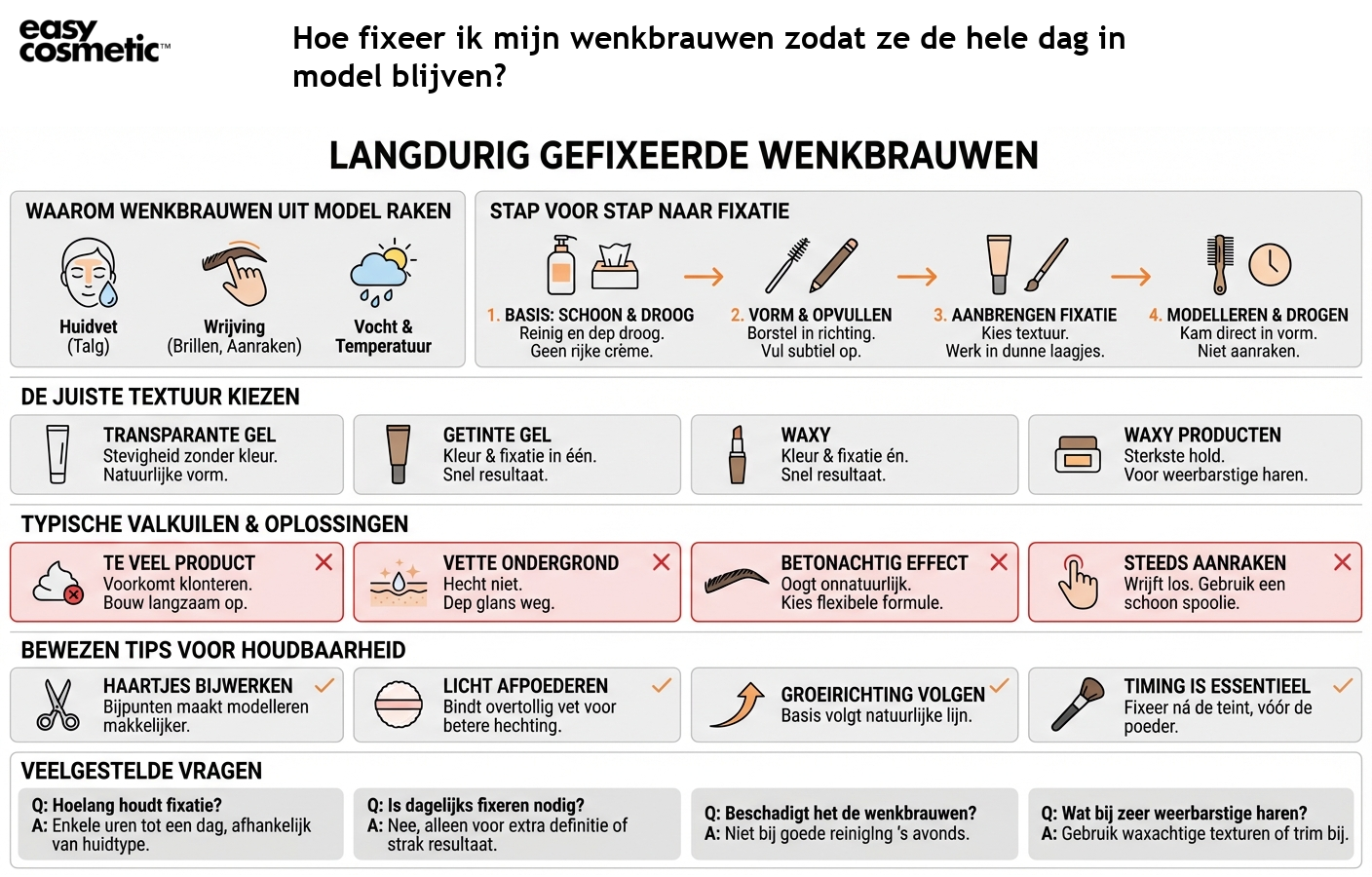 Hoe fixeer ik mijn wenkbrauwen zodat ze de hele dag in model blijven?