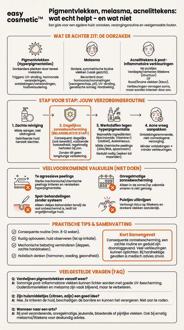 Hoe ga ik om met pigmentvlekken, melasma of acnelittekens?