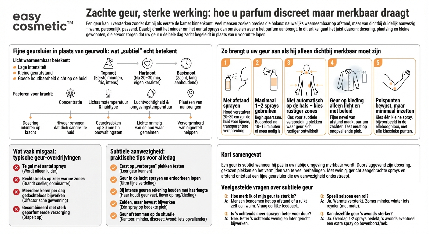 Hoe ga ik te werk als ik een geur heel licht waarneembaar, maar toch aanwezig wil hebben?