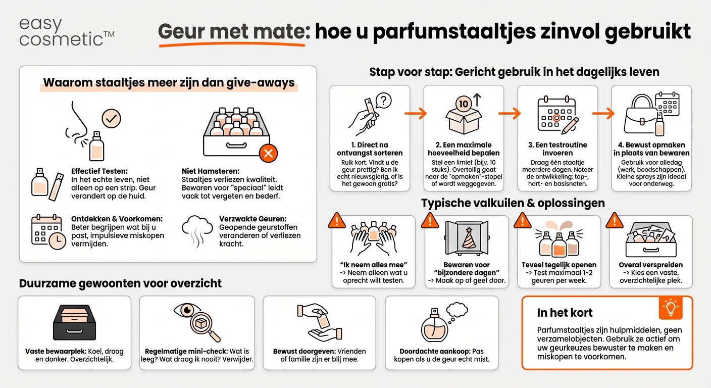 Hoe ga ik verantwoord om met parfumstaaltjes, zonder ze te hamsteren of te verspillen?
