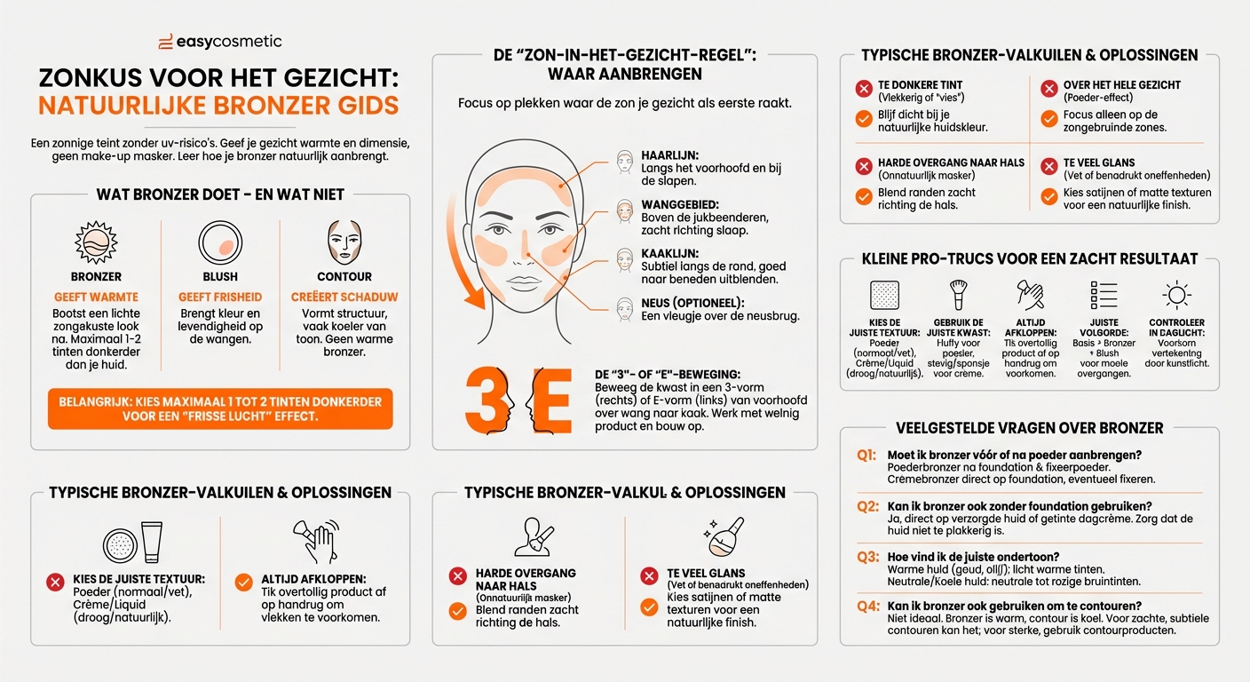 Hoe gebruik ik bronzer om mijn gezicht op een natuurlijke manier te verwarmen?