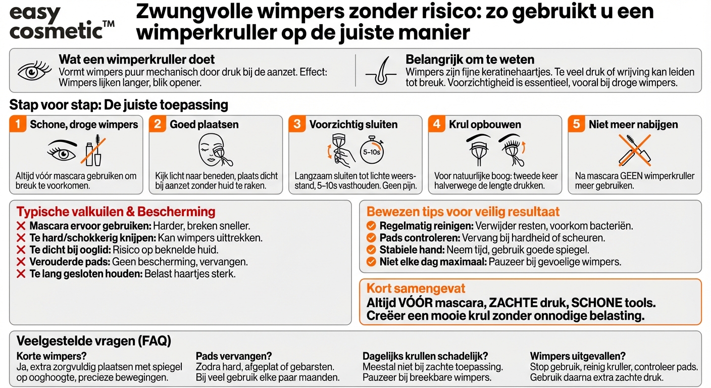 Hoe gebruik ik een wimperkruller correct zonder mijn wimpers te beschadigen?