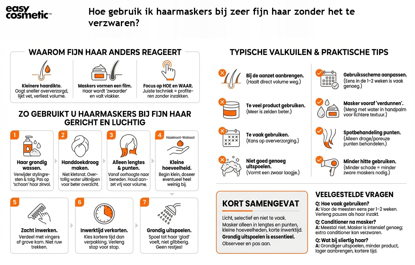 Hoe gebruik ik haarmaskers bij zeer fijn haar zonder het te verzwaren?