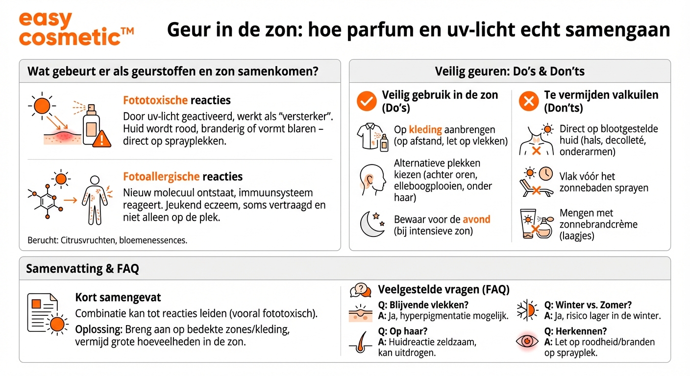 Hoe gedraagt parfum zich in zonlicht – kan het in combinatie met uv-straling tot huidreacties leiden?