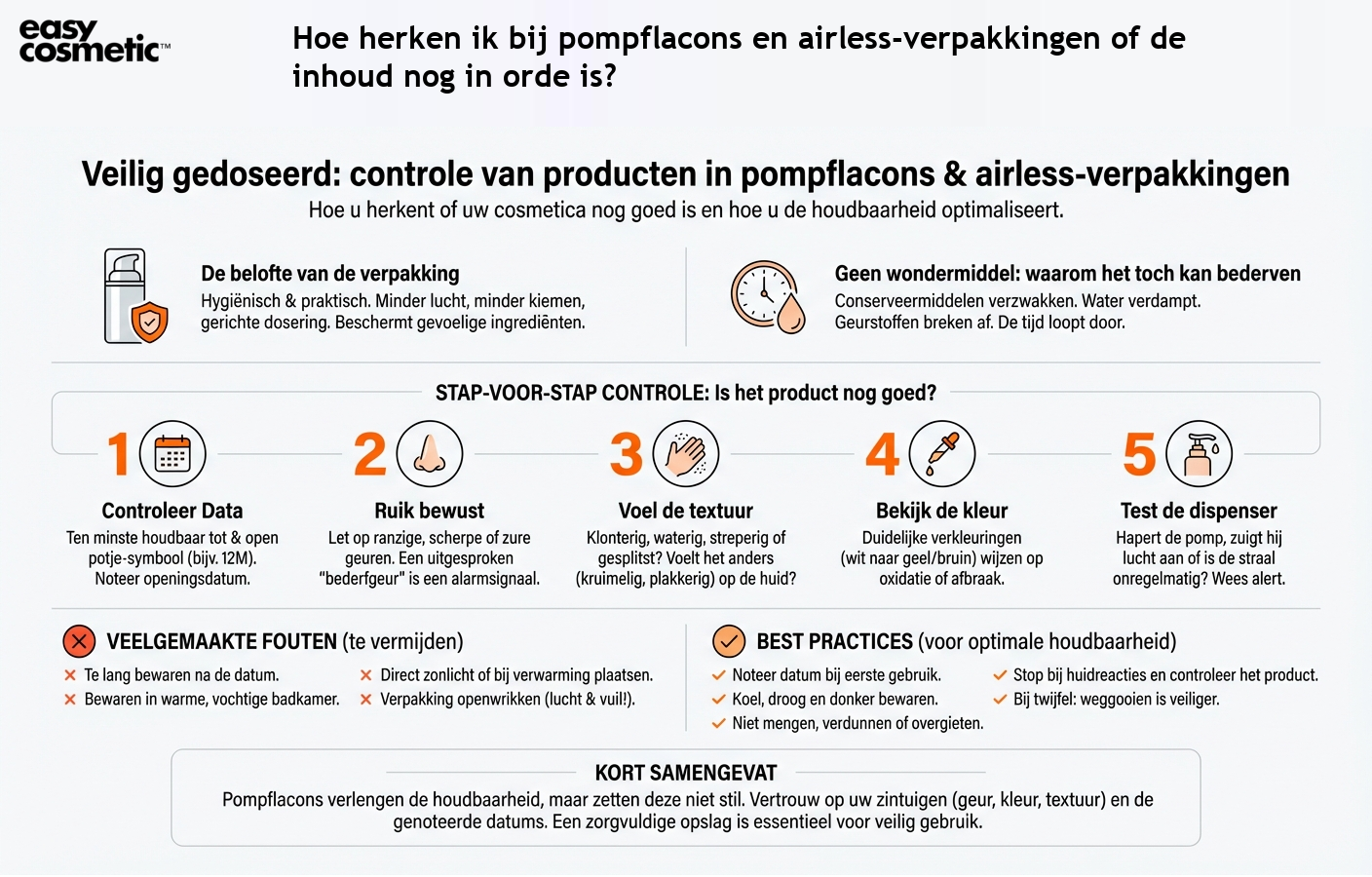 Hoe herken ik bij pompflacons en airless-verpakkingen of de inhoud nog in orde is?